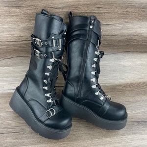 Motorlaarzen, ridderlaarzen, punklaarzen, laarzen met dikke zolen, Dark Curt style Spicy Girls halflange laarzen, dameslaarzen