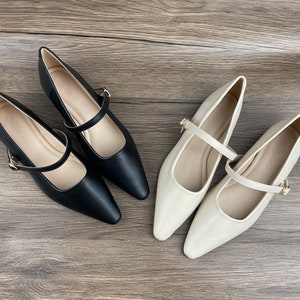 Zapatos de mujer hechos a mano, zapatos de mujer puntiagudos, zapatos, zapatos planos, zapatos de boda, zapatos Mary Jane, zapatos de mujer imagen 1