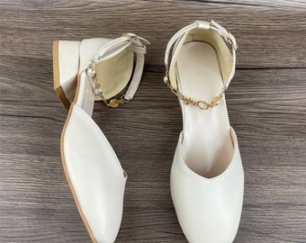 Mary Jane shoes, women's shoes, beige shoes, wedding shoes, pearl shoes, sandals, summer