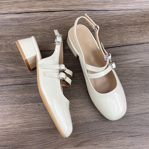 Chaussures Mary Jane, chaussures vintage, sandales, chaussures pour femmes, chaussures rouges, chaussures noires, Mary Jane beige image 5
