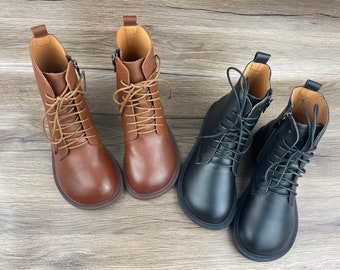 Zapatos de mujer, zapatos de cuero genuino, zapatos con dedo gordo, botas vintage, botas de mujer