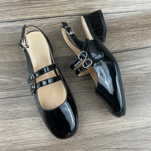 Chaussures Mary Jane, chaussures vintage, sandales, chaussures pour femmes, chaussures rouges, chaussures noires, Mary Jane beige image 3