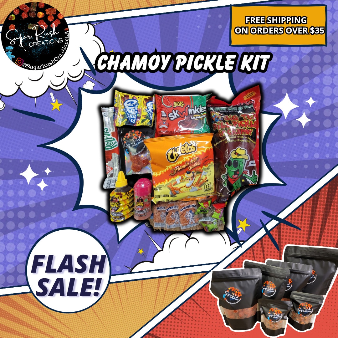 Chamoy Pickle Kit Big Tex Dill Pickle in Chamoy Hot Cheetos Chamoy
