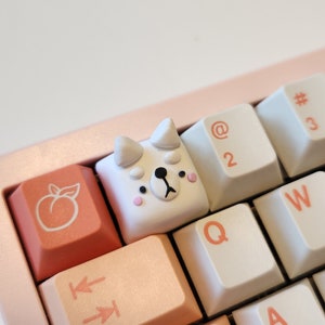 White Doggy Keycap | Haku the Samoyed | Cute Handmade Artisan Keycaps