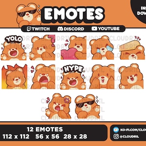 Cute Teddy Bear Emote Pack for Twitch | Discord | Youtube | Streamer Kawaii Sticker