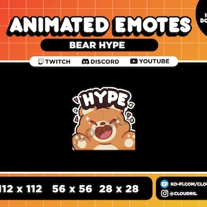 Cute Animated Emote Hype Teddy Bear for Twitch | Discord | Youtube | Streamer Kawaii Sticker