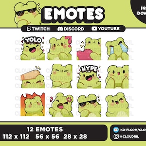 Cute Frog Emote Pack for Twitch | Discord | Youtube | Streamer Kawaii Sticker