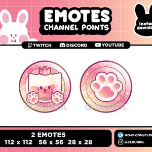 Cat & Paw Coin Channel Points | Emotes | Kawaii Pink | Twitch | Discord | Youtube by Cloudril