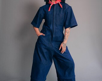 Mono convertible de mezclilla cruda