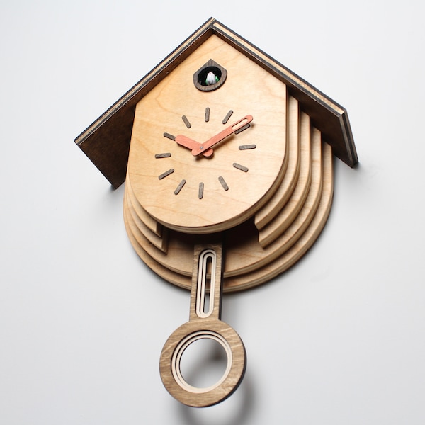 Cuckoo Clock - Layered Teardrop - Handmade - Modern - Choose your hand color!