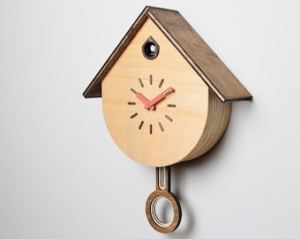 Cuckoo Clock - Teardrop - Handmade - Modern - Choose your hand color!