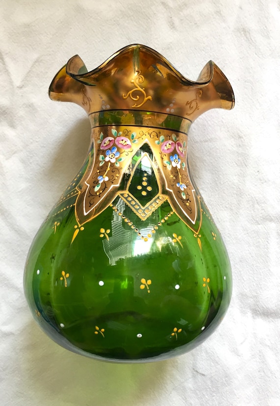 大型陶器花瓶 金箔装飾付き