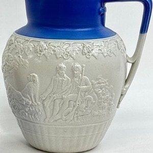 Antique Minton Staffordshire Ornate Relief Salt-Glazed Stoneware Pitcher / Jug (c 1820)