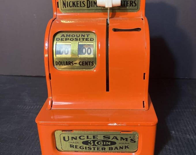 Vintage "uncle Sam’s" 3 Coin Red Metal Register Piggy Bank (works!) - Etsy
