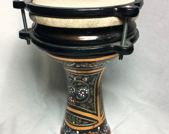 Beautiful Middle Eastern Hand Etched Copper Darbuka / Doumbek Percussion Drum