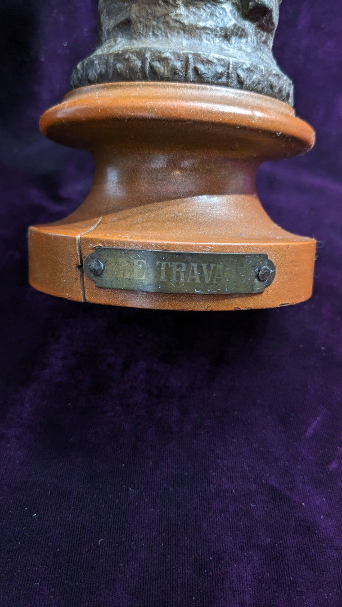 Amazing Antique French Woman Zinc / Spelter Statue le Travail labor