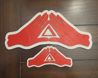 Delta Sigma Theta 'Hands' – Red & White Wall Art, Paddle Accent, Wreath Centerpiece