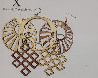 Patterned Wood Earrings Bundle | Jewelry