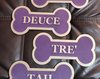 Custom Que Dawg Tag Bone Wall Desk Art