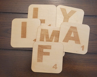 Scrabble Name Wood Coasters | Table Accessories