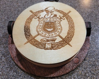 Omega Psi Phi Wood Coasters with Holder | Table | Centerpiece | Bar | Gift