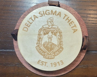 Delta Sigma Theta 木製コースター（ホルダー付き） | テーブル | センターピース | バー | ギフト