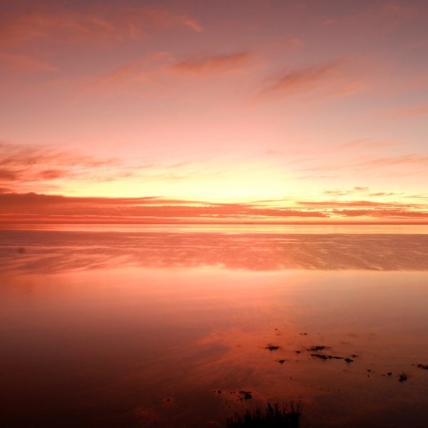 Amazing long exposure sunset, professional beautiful colours for metallic print beach landscape photography wall decor peaceful calm