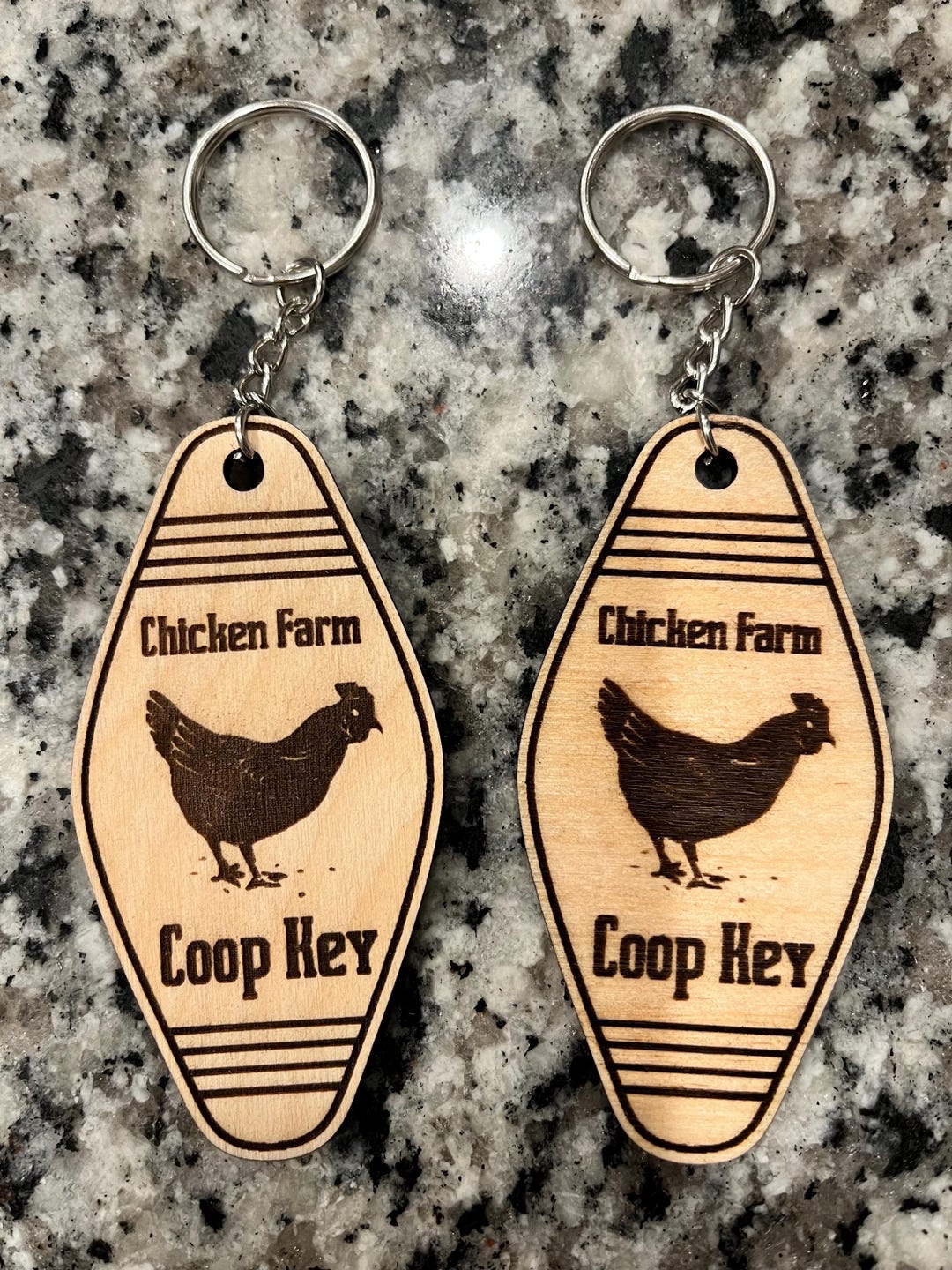 Chicken Key Rack Motel Style Two Chicken Coop Keychains Pen Nesting Custom Personalized ...