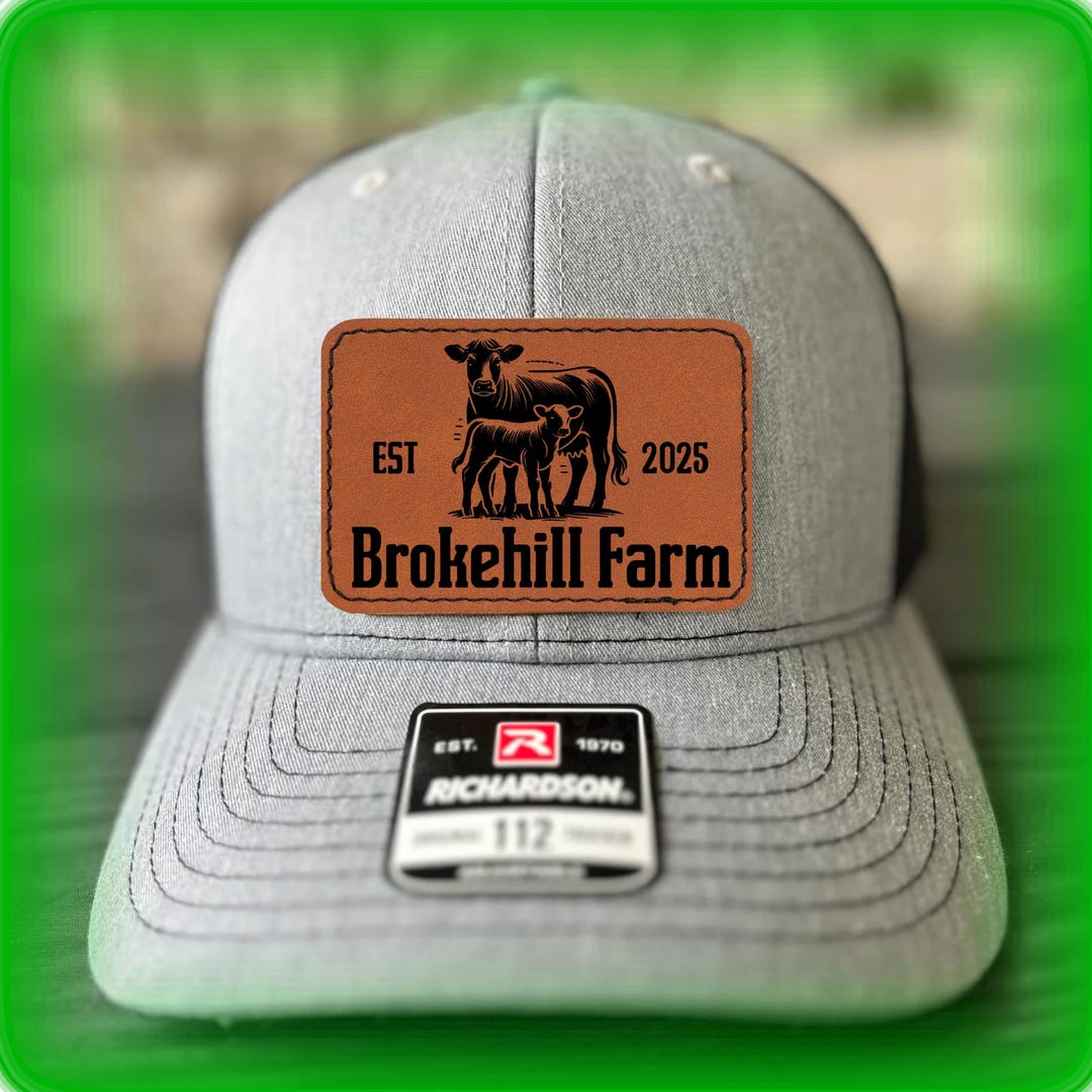 Personalized Farm Name Trucker Hat | Custom Cow & Calf Leatherette ...