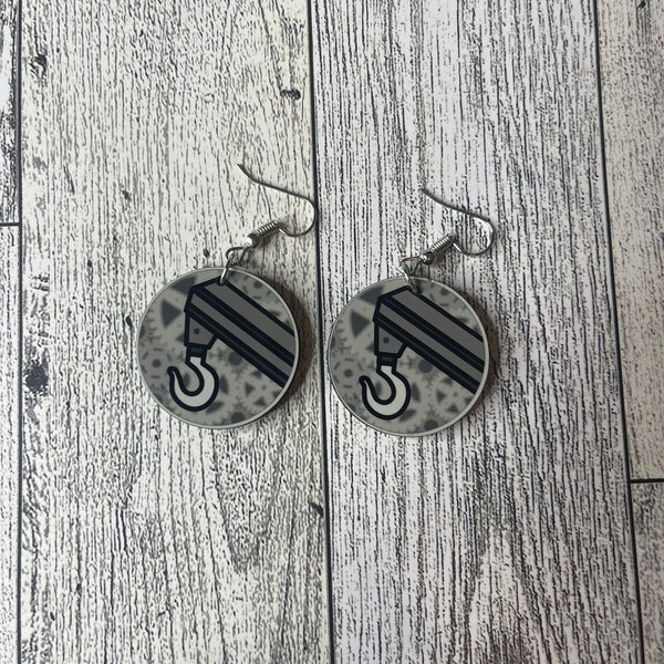 Tow Truck Round Dangle Earrings