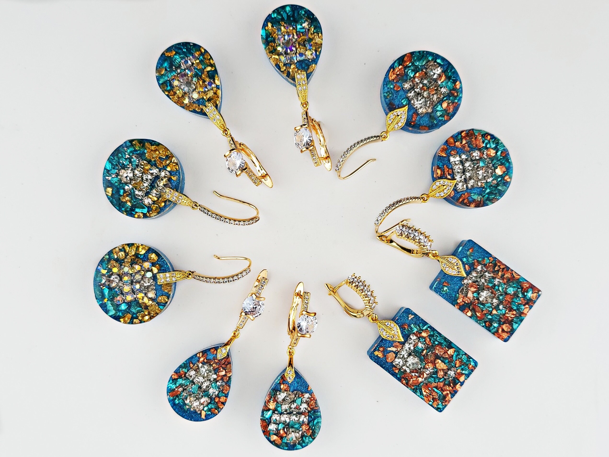 Beautiful Statement Earringslightweight Handmade W/ Resin Etsy