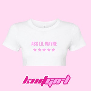 Vraag het aan Lil Wayne Nicki Minaj 5 sterren baby-T-shirt grafisch T-shirt roze vrijdag 2 Nicki Minaj concertshirts barb Koningin van de rap Nicki-tour White w Pink Lett