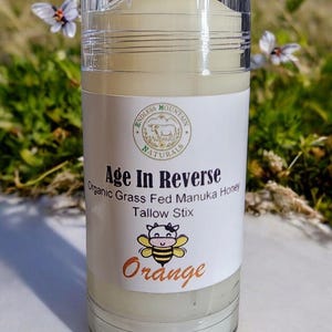 Age In Reverse- Organic Grass Fed Beef Tallow Face Balm stick. Manuka Honey, black seed with Frankincense, 7 Scents.