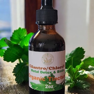 Organic Heavy Metal Detox Tincture. Cilantro, Chlorella, Toxin Binder 2oz Bottle.