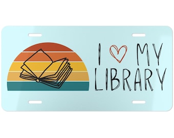 I Heart My Library Vanity License Plate