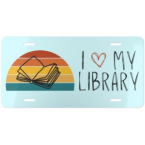 Placa de matrícula I Heart My Library Vanity