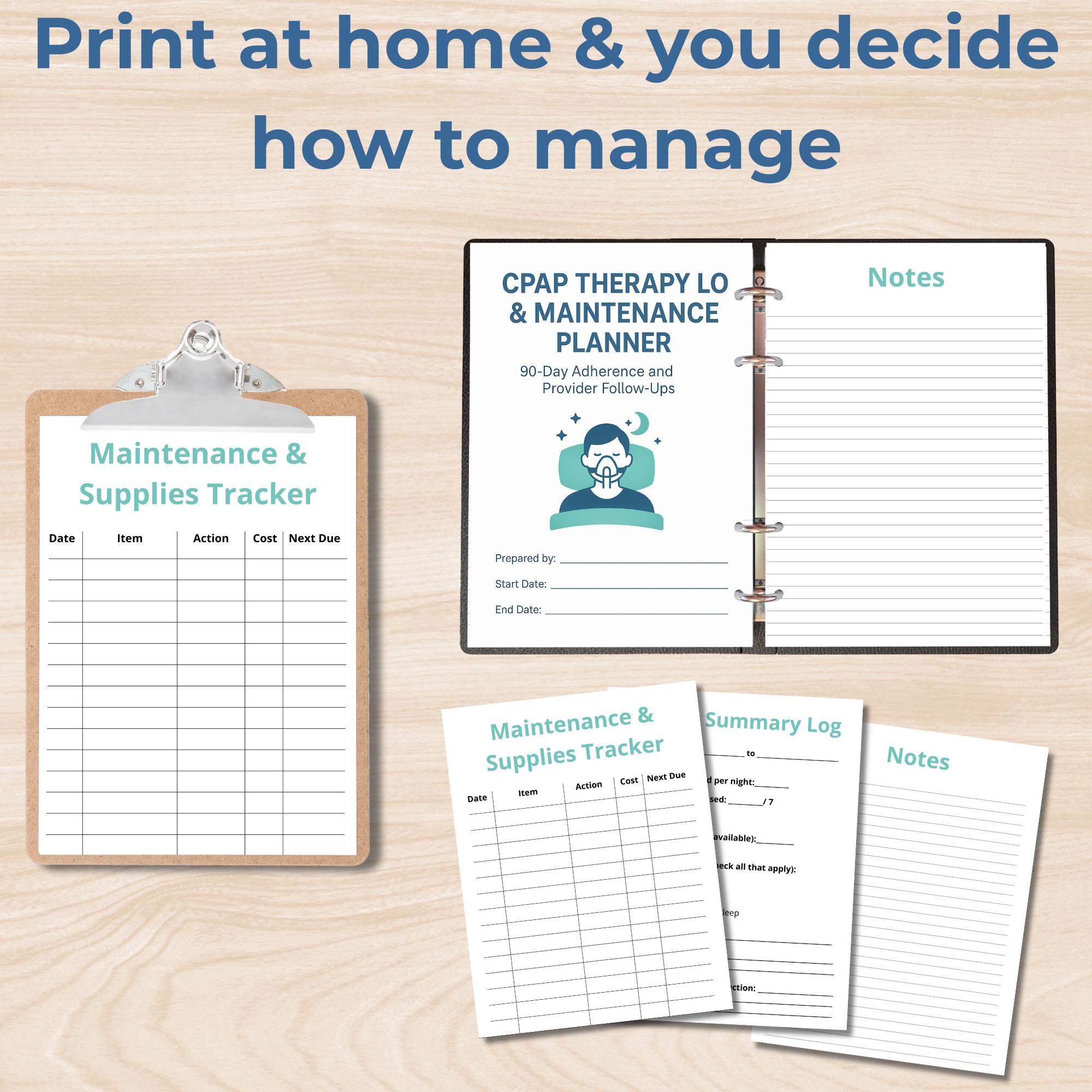CPAP Therapy Log: Daily, Weekly, Monthly Tracker (PDF Digital Planner ...