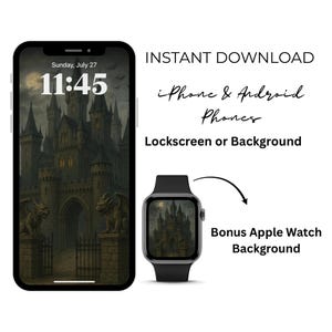 Halloween Phone Wallpaper Pack | Gothic Castle Dark Fantasy iPhone & Android Background | Haunted Gargoyle Lock Screen