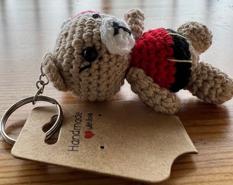Bear Keychain, Handmade Amigurumi, Crochet Bear, Handmade Cotton Keychain, Cute Bear
