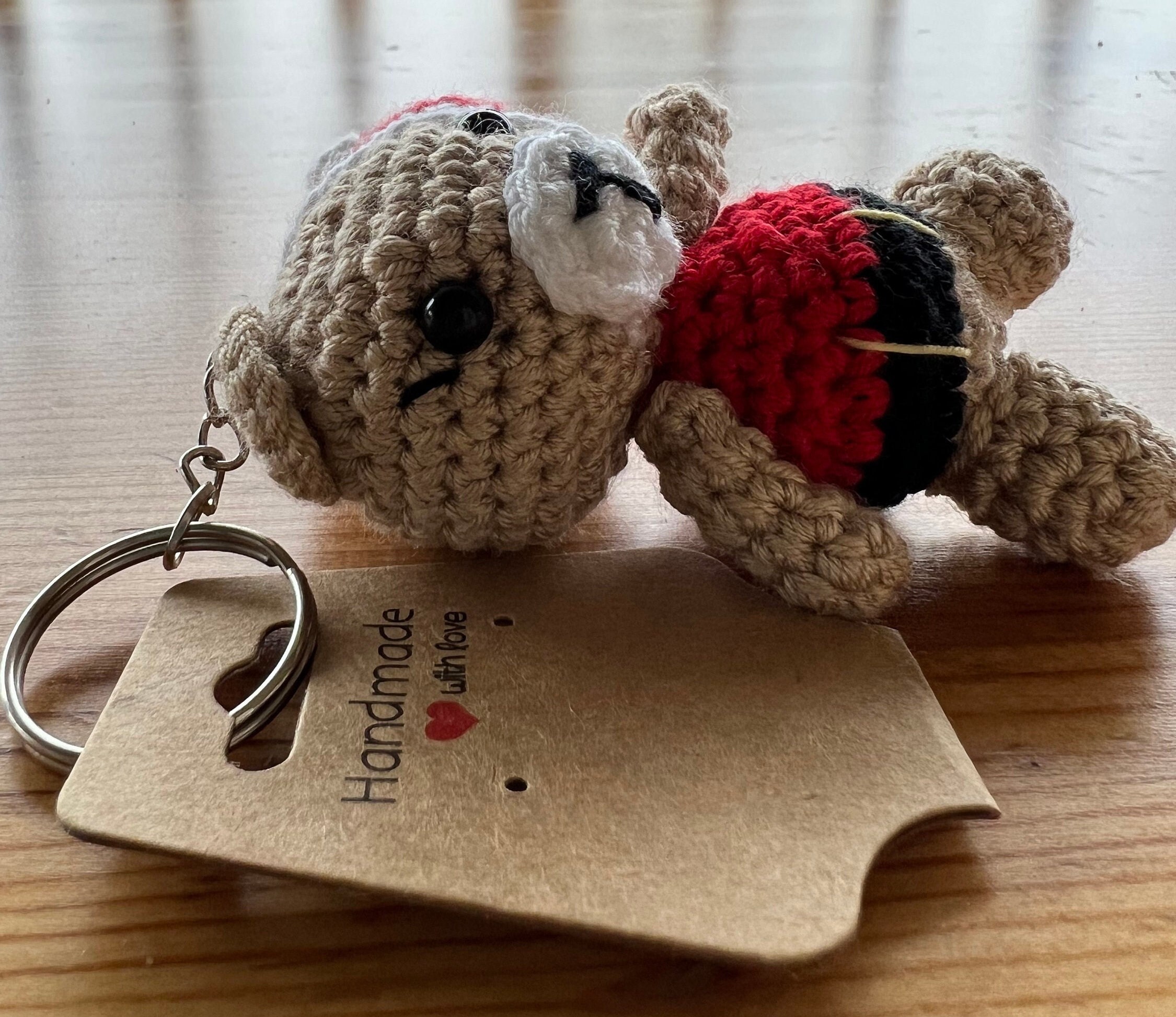 かぎ針編みのクマのキーホルダー：手作りコットン編みぐるみ - Etsy 日本