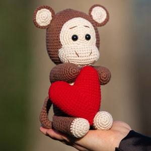 Crochet Monkey Toy * Handmade Amigurumi * Monkey with Heart &lt;3 * Monkey Toys * Plush Monkey * Lovely Bear Toy