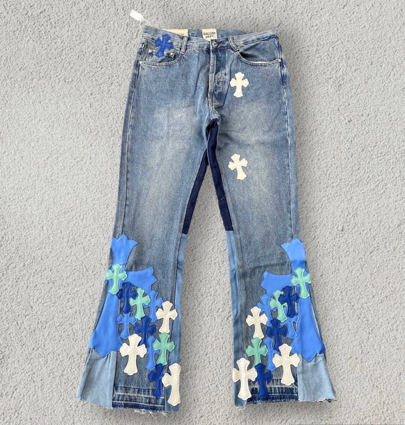 Gallery Dept X Chrome Hearts La Flare Cross Patch Denim - Etsy