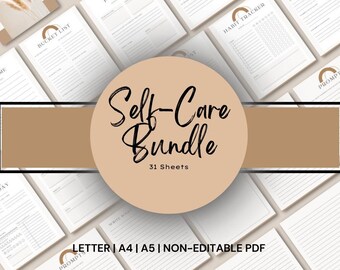 Self Care Bundle, Self Care Planner, Self Care Journal, Self Care Workbook, Self Care Worksheets, Self Care Trackers, Made in Canva