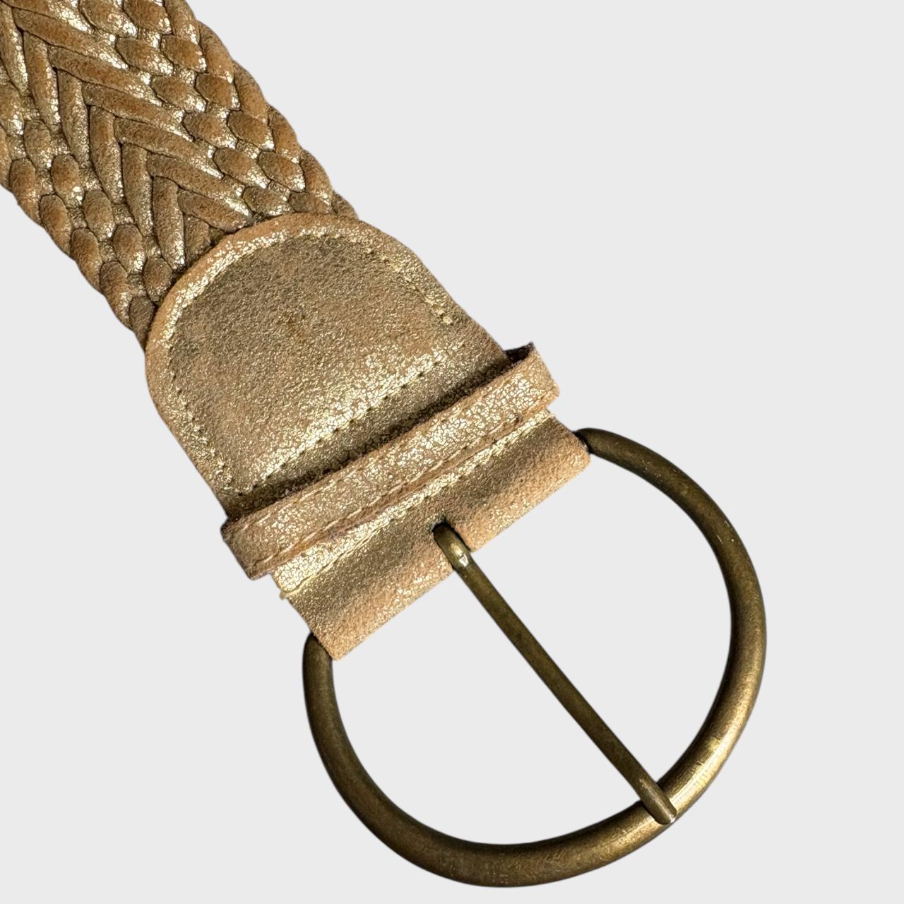Vintage Y2K Gold Braided Belt With Brass Buckle – Adjustable  display picture 1