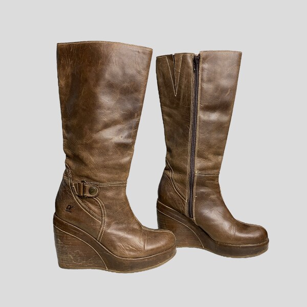 brown platform ankle boots