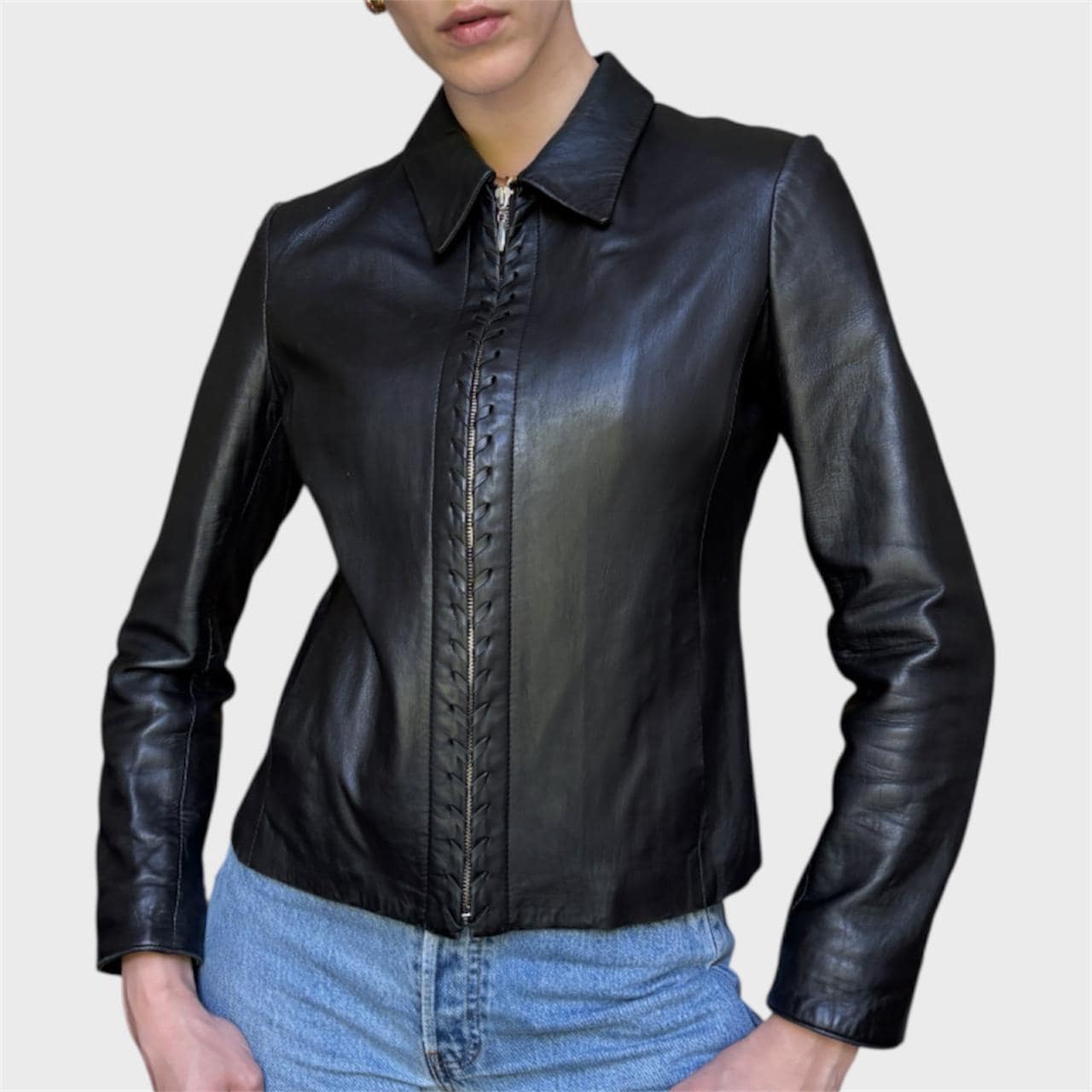 Y2k Leather Zip Jacket - Etsy