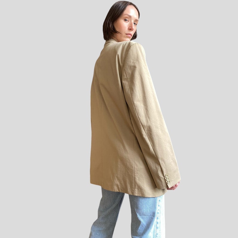 Vintage 90er Jahre Oversized Unisex Long Blazer in Creme Gr. XL/XXL Bild 5