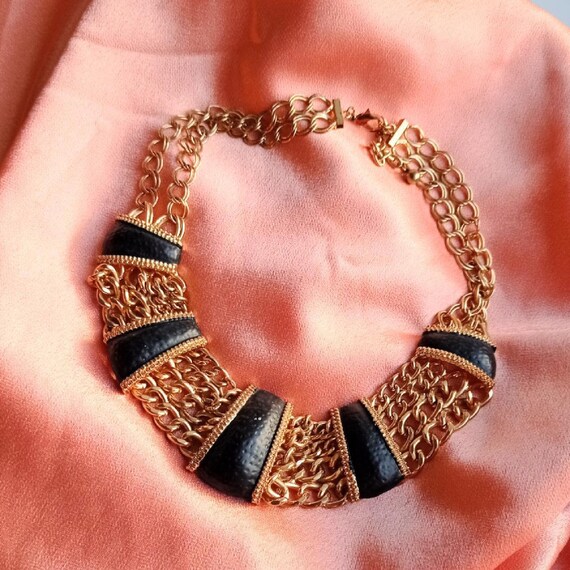 Vintage 90s Most Amazing Gold/Black Chain Necklac… - image 3