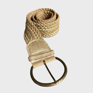 Vintage Y2K Gold Braided Belt With Brass Buckle – Adjustable  display picture 1