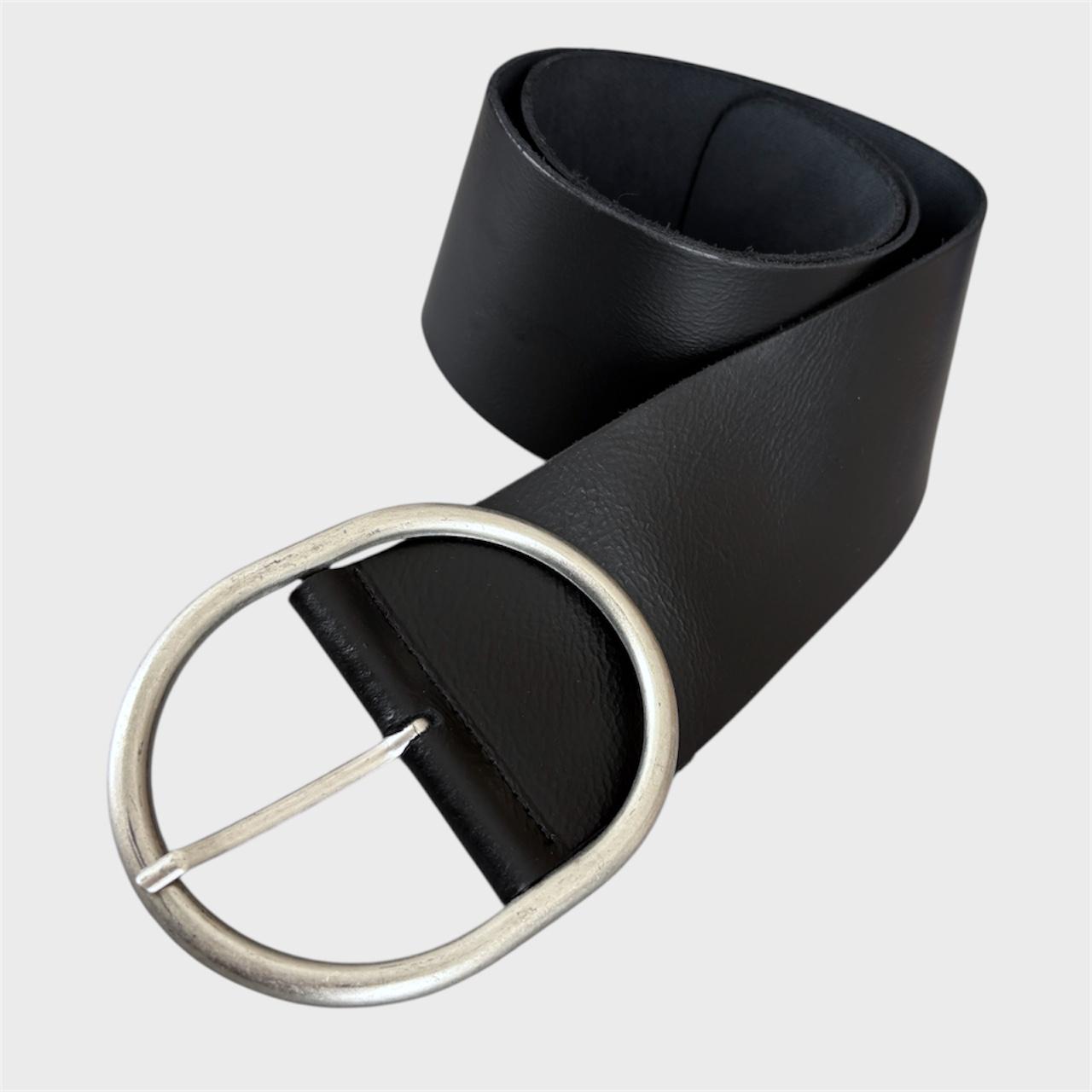 Vintage Wide Black Leather Belt | 90s JOSS Belt With